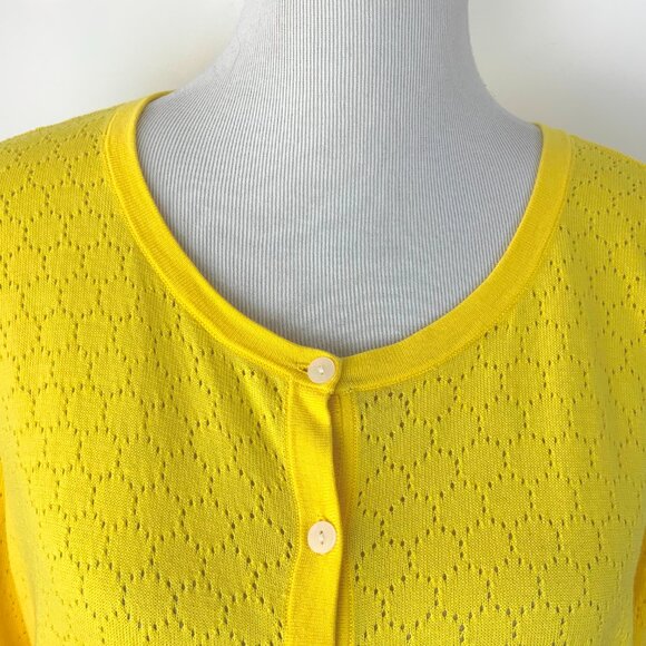 Talbots Cotton Blend Button Up Yellow Cardigan Sz 1X - Picture 7 of 16